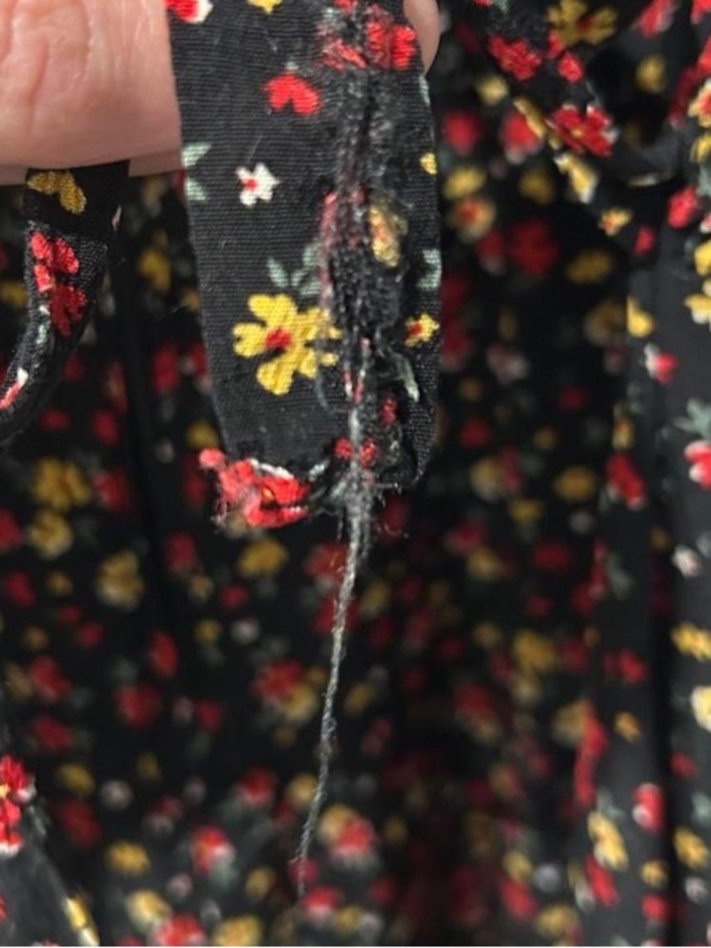 Vintage Black Ditsy Floral Dress Cottagecore Prairie Y2K Maxi Dress - Picture 8 of 8